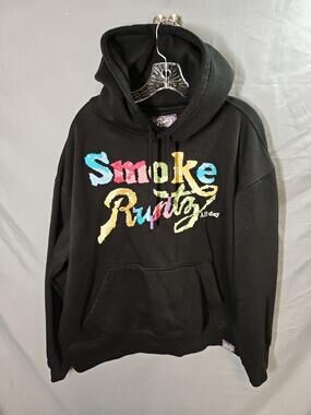 Runtz Smoke Runtz Hoodie Mens XL Black Multi Embroidered Pullover Streetwear